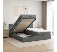 vidaXL Letto ottomano con materasso 2 pz Grigio Scuro Tessuto