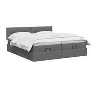 vidaXL Letto ottomano con materasso 2 pz Grigio Scuro Tessuto,