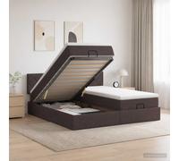 vidaXL Letto ottomano con materasso 2 pz Marrone Scuro Tessuto