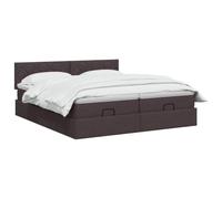 vidaXL Letto ottomano con materasso 2 pz Marrone Scuro Tessuto