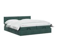 vidaXL Letto ottomano con materasso 2 pz Verde Scuro Velluto