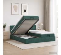 vidaXL Letto ottomano con materasso 2 pz Verde Scuro Velluto