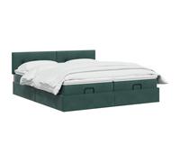 vidaXL Letto ottomano con materasso 2 pz Verde Scuro Velluto,