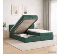 vidaXL Letto ottomano con materasso 2 pz Verde Scuro Velluto,