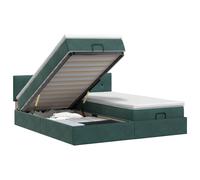 vidaXL Letto ottomano con materasso 2 pz Verde Scuro Velluto