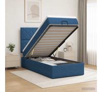 vidaXL Letto ottomano con materasso Blu 100 x 200 cm Tessuto, Letto Ottomano Moderno, con Spazio Salvaspazio, Stile e Funzionalità in un Unico Mobile
