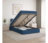 vidaXL Letto ottomano con materasso Blu 120 x 190 cm Tessuto, Arredamento moderno per la camera, letto funzionale, comfort assicurato, spazio e sistema per il sonno
