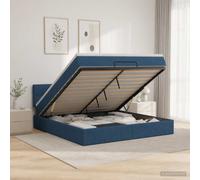 vidaXL Letto ottomano con materasso Blu 140 x 200 cm Tessuto, Arredamento moderno per la camera, letto funzionale, comfort assicurato, spazio e sistema per il sonno