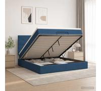 vidaXL Letto ottomano con materasso Blu 140 x 200 cm Tessuto, Letto Ottomano Moderno, con Spazio Salvaspazio, Stile e Funzionalità in un Unico Mobile