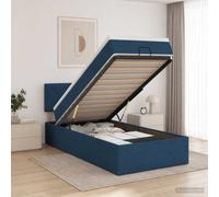 vidaXL Letto ottomano con materasso Blu 90 x 190 cm Tessuto, Arredamento moderno per la camera, letto funzionale, comfort assicurato, spazio e sistema per il sonno