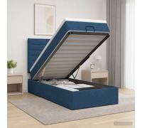 vidaXL Letto ottomano con materasso Blu 90 x 200 cm Tessuto, Letto Ottomano Moderno, con Spazio Salvaspazio, Stile e Funzionalità in un Unico Mobile
