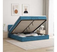 vidaXL Letto ottomano con materasso Blu Scuro 160 x 200 cm Velluto
