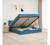vidaXL Letto ottomano con materasso blu scuro, 180 x 200 cm, in velluto, per camera da letto, moderno letto ottomano, mobili di lusso, materasso regolabile in schiuma salvaspazio per il massimo