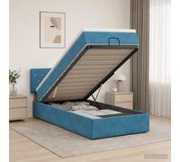vidaXL Letto ottomano con materasso Blu Scuro 80 x 200 cm Velluto, Letto ottomano moderno, arredo di lusso contemporaneo, materasso in schiuma salvaspazio per comfort totale