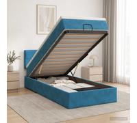 vidaXL Letto ottomano con materasso Blu Scuro 90 x 190 cm Velluto