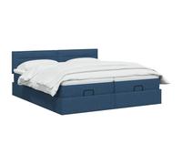 vidaXL Letto ottomano con materasso con testiera 2 pcs Blu Tessuto,
