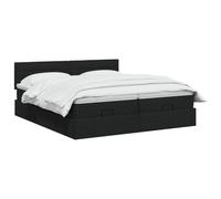 vidaXL Letto ottomano con materasso con testiera 2 pcs Nero Tessuto,