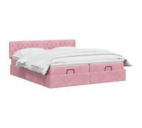 vidaXL Letto ottomano con materasso con testiera 2 pcs Rosa Velluto