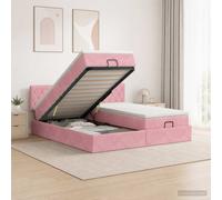 vidaXL Letto ottomano con materasso con testiera 2 pcs Rosa Velluto