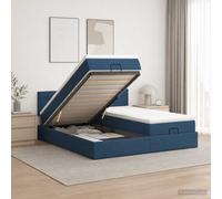 vidaXL Letto ottomano con materasso con testiera 2 pcs Blu Tessuto,