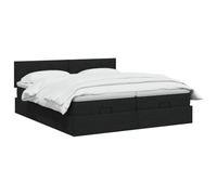 vidaXL Letto ottomano con materasso con testiera 2 pz Nero Tessuto,