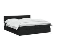 vidaXL Letto ottomano con materasso con testiera 2 pz Nero Tessuto,
