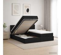 vidaXL Letto ottomano con materasso con testiera 2 pz Nero Tessuto