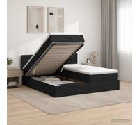 vidaXL Letto ottomano con materasso con testiera 2 pz Nero Tessuto