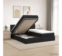 vidaXL Letto ottomano con materasso con testiera 2 pz Nero Tessuto