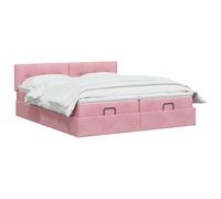 vidaXL Letto ottomano con materasso con testiera 2 pz Rosa Velluto,