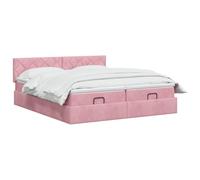 vidaXL Letto ottomano con materasso con testiera 2 pz Rosa Velluto