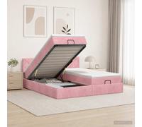 vidaXL Letto ottomano con materasso con testiera 2 pz Rosa Velluto