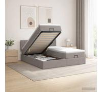 vidaXL Letto ottomano con materasso con testiera 2 pz Tortora Tessuto