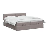vidaXL Letto ottomano con materasso con testiera 2 pz Tortora Tessuto,