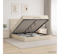 vidaXL Letto ottomano con materasso Crema 140 x 200 cm Tessuto, Letto Ottomano Moderno, con Spazio Salvaspazio, Stile e Funzionalità in un Unico Mobile