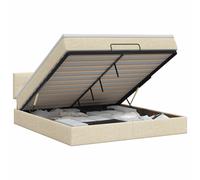vidaXL Letto ottomano con materasso Crema 140 x 200 cm Tessuto, Arredamento moderno per la camera, letto funzionale, comfort assicurato, spazio e sistema per il sonno