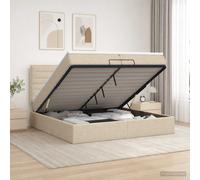 vidaXL Letto ottomano con materasso Crema 200 x 200 cm Tessuto