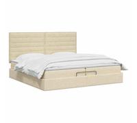 vidaXL Letto ottomano con materasso Crema 200 x 200 cm Tessuto | Pratico contenitore ottomano, altezza regolabile per il tuo comfort, supporto ottimale e isolamento del movimento