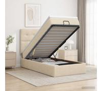 vidaXL Letto ottomano con materasso Crema 90 x 200 cm Tessuto, Letto Ottomano Moderno, con Spazio Salvaspazio, Stile e Funzionalità in un Unico Mobile