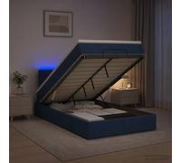 vidaXL Letto Ottomano con Materasso e LED Blu 120 x 190 cm Tessuto | Molto spazio sotto il letto per le tue cose, maniglia e sollevamento a gas per un comodo accesso, testiera con altezze di 78