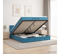 vidaXL Letto Ottomano con Materasso e LED Blu scuro 200 x 200 cm