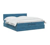 vidaXL Letto ottomano con materasso e LED blu scuro, 200 x 200 cm, velluto | Il design elegante e moderno incontra la funzionalità pratica, pratico spazio sotto il letto per le tue cose, semplice