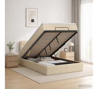 vidaXL Letto Ottomano con Materasso e LED Crema 120 x 190 cm Tessuto
