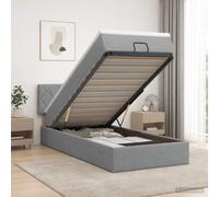 vidaXL Letto Ottomano con Materasso e LED Grigio Chiaro 100 x 200 cm