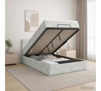 vidaXL Letto Ottomano con Materasso e LED Grigio Chiaro 120 x 200 cm