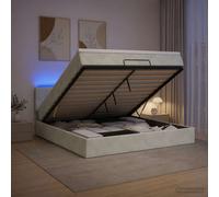 vidaXL Letto Ottomano con Materasso e LED Grigio Chiaro 140 x 190 cm