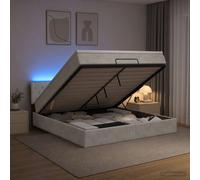 vidaXL Letto Ottomano con Materasso e LED Grigio Chiaro 140 x 190 cm