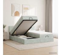vidaXL Letto Ottomano con Materasso e LED Grigio Chiaro 180 x 200 cm