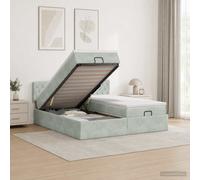 vidaXL Letto Ottomano con Materasso e LED Grigio Chiaro 200 x 200 cm