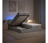 vidaXL Letto Ottomano con Materasso e LED Grigio Chiaro 200 x 200 cm